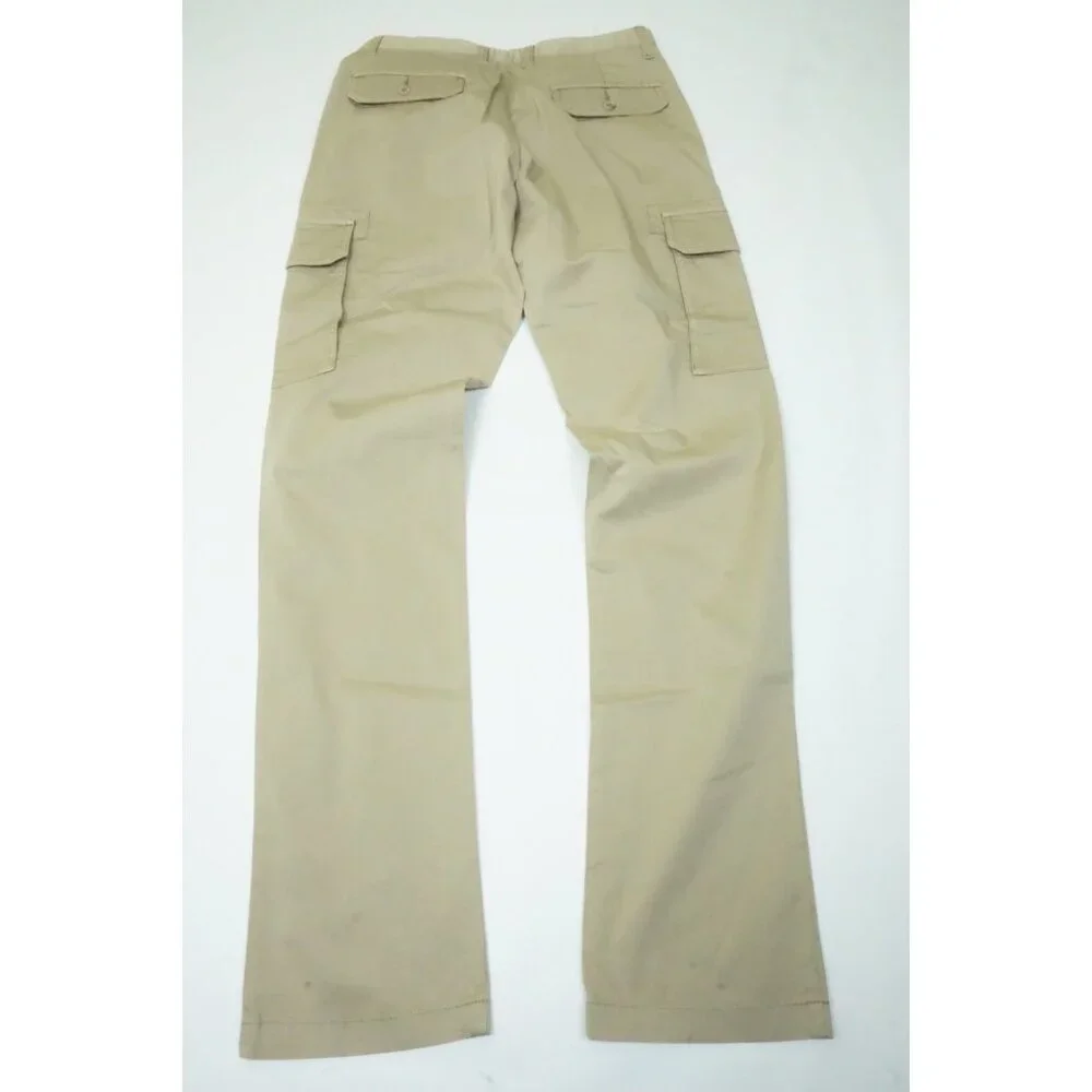 Isaia Tinto Slim Cotton Blend Solid Beige Khaki Brown Cargo Pants 46R Brand New - Picture 7 of 8